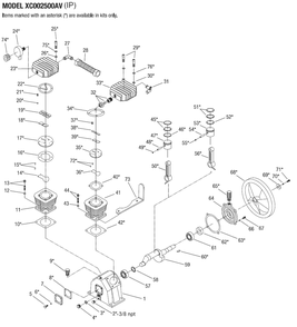 Pump Parts Diagram and Parts List for CE5002  Campbell Hausfeld Compressor
